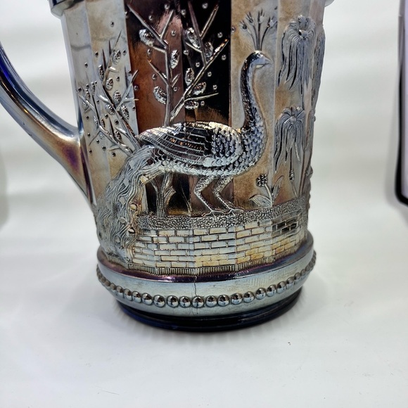 Antique Dugan Peacock at the Fountain carnival glass pitcher - Picture 4 of 13